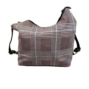 NWOT Plaid Grey/Red/Black/White Bucket Purse